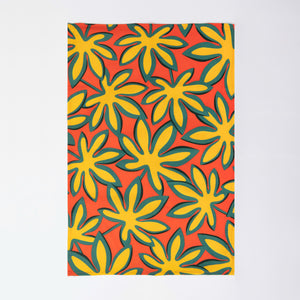 ARALIA LEAVES - Bright and colourful cotton tea towel