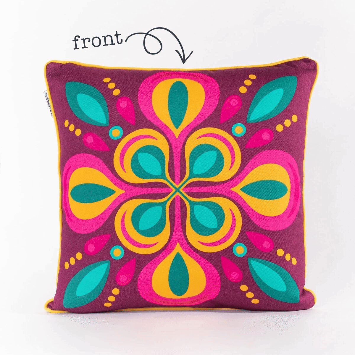 PINK FLORAL MANDALA - Bright and colourful double-sided cushion cover