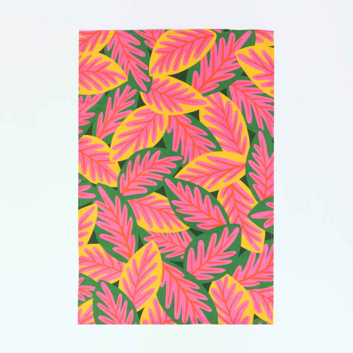 TROPICAL LEAVES - Bright and colourful cotton tea towel