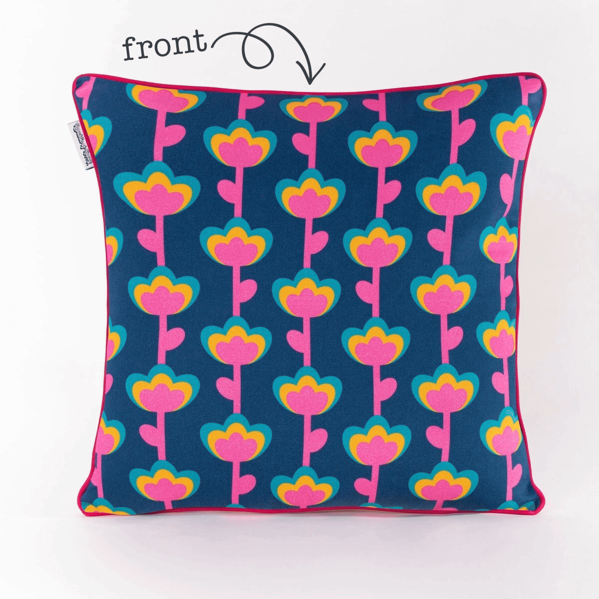VERTICAL FLOWERS - Bright and colourful double-sided cushion cover