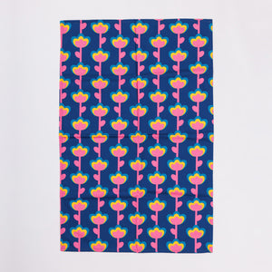 VERTICAL FLOWERS - Bright and colourful cotton tea towel