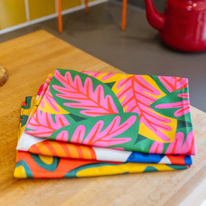 TEA TOWEL SET - Set of 3 bright and colourful cotton tea towels