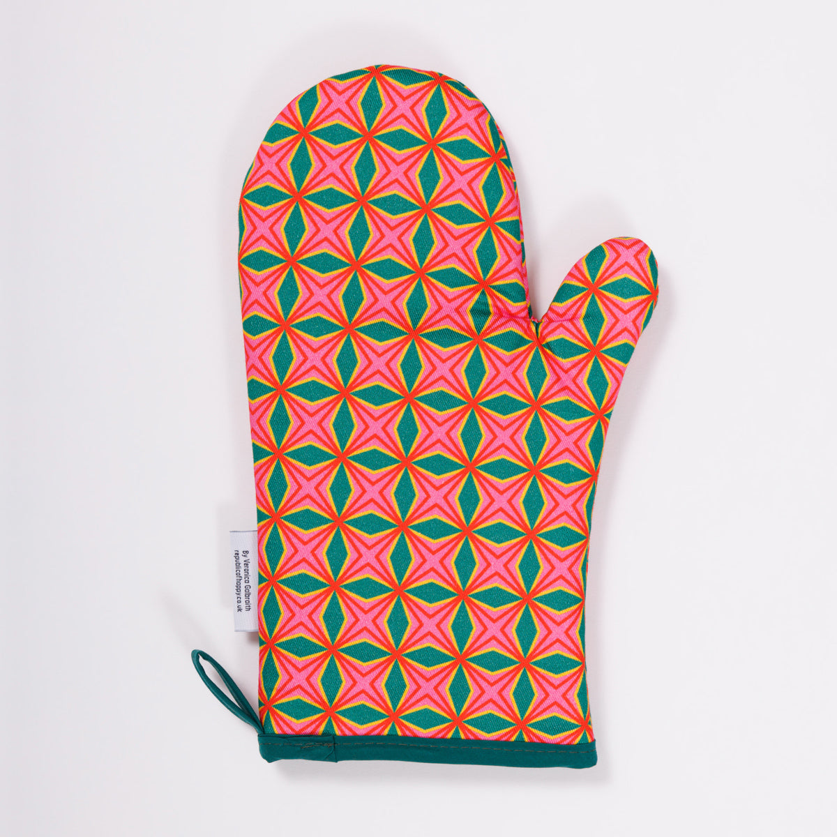 FLOWER FIELD - Colourful single oven glove with geometric pattern