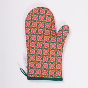 FLOWER FIELD - Colourful single oven glove with geometric pattern