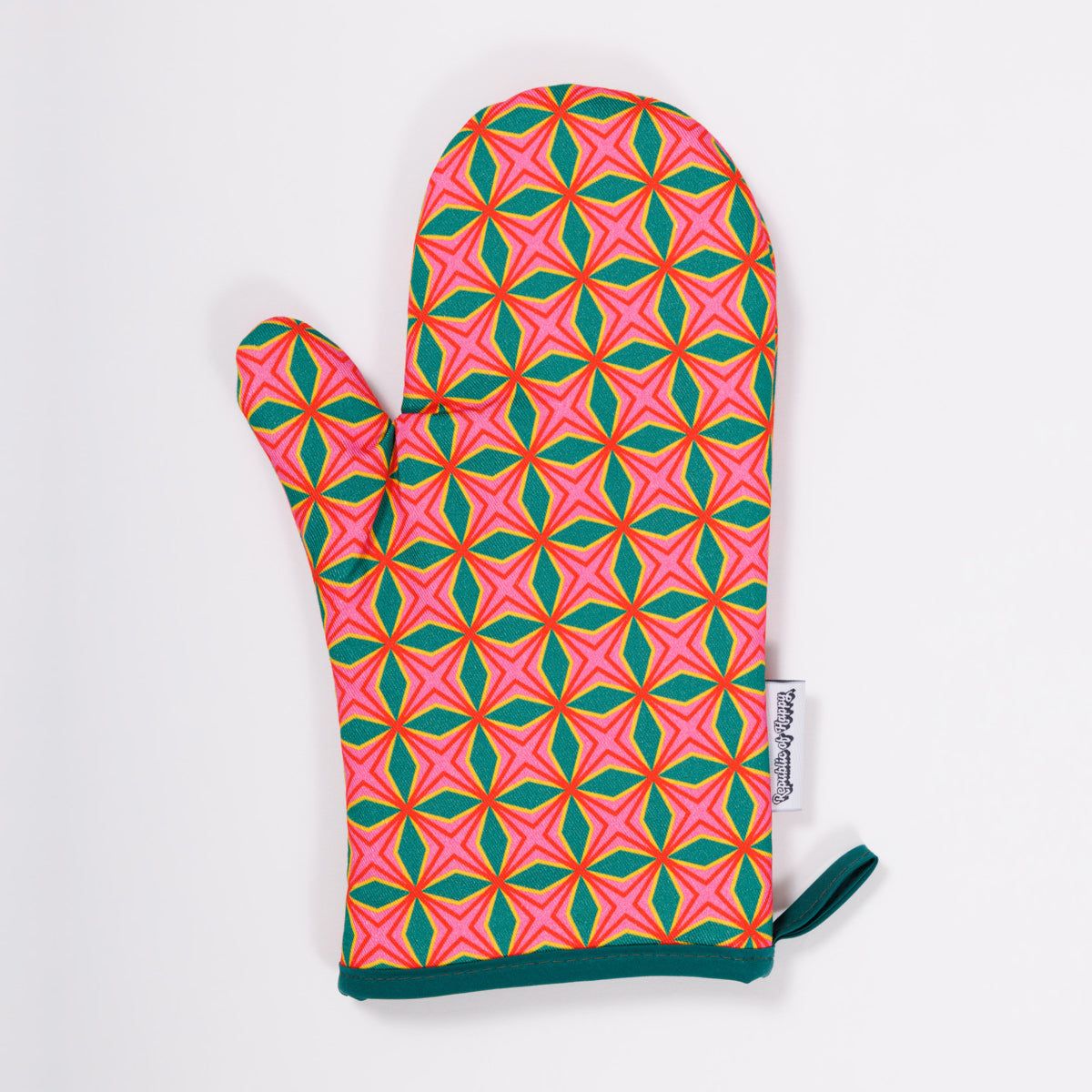 FLOWER FIELD - Colourful single oven glove with geometric pattern