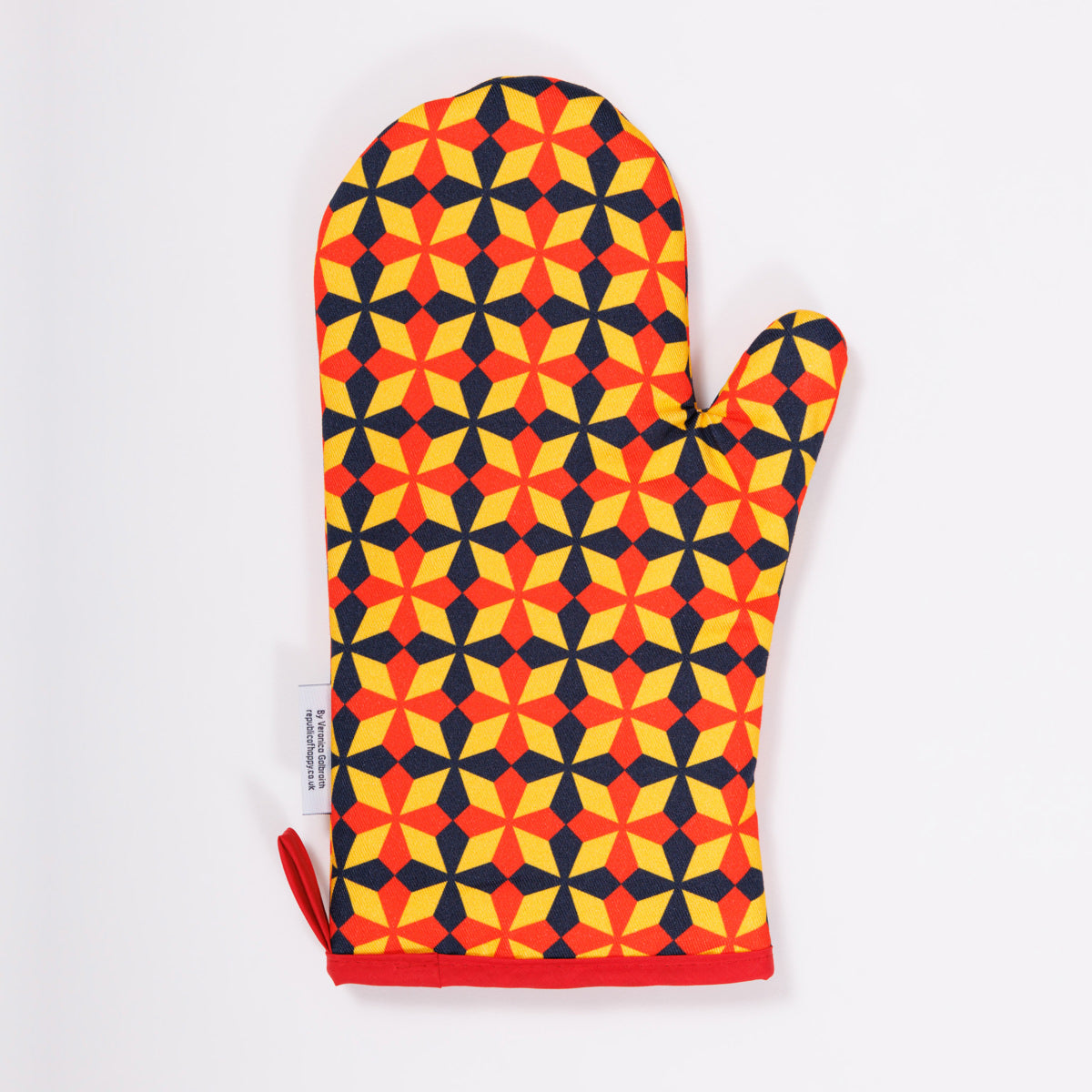 OVERSIZED FLOWERS - Colourful single oven glove with geometric pattern