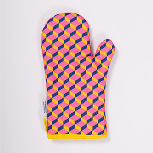 VERTICAL FLOWERS - Single oven glove with colourful geometric pattern