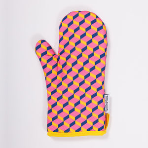 VERTICAL FLOWERS - Single oven glove with colourful geometric pattern