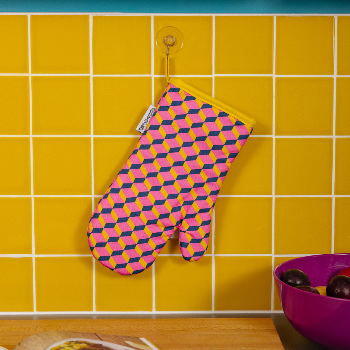 VERTICAL FLOWERS - Single oven glove with colourful geometric pattern