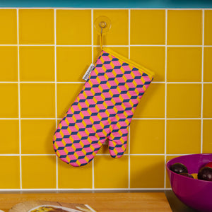 VERTICAL FLOWERS - Colourful single oven glove with geometric pattern